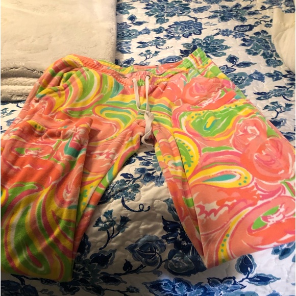 Lily Pultizer Cotton Blend Floral Pastel Drawstring Lounge Pants EUC - Picture 5 of 7